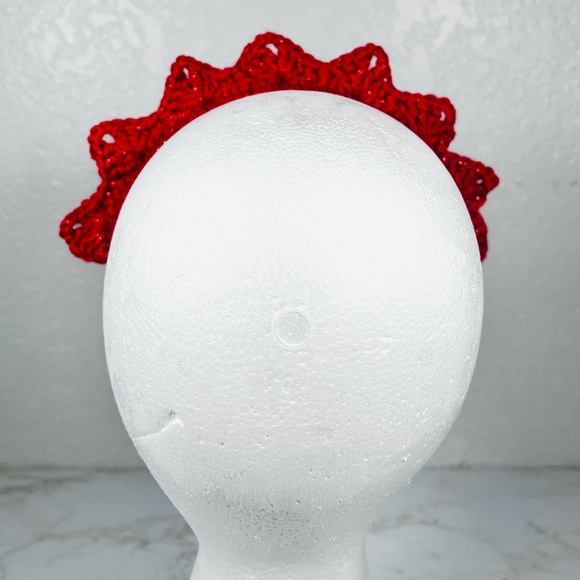 Red Crochet Crown Headband - Picture 4 of 5